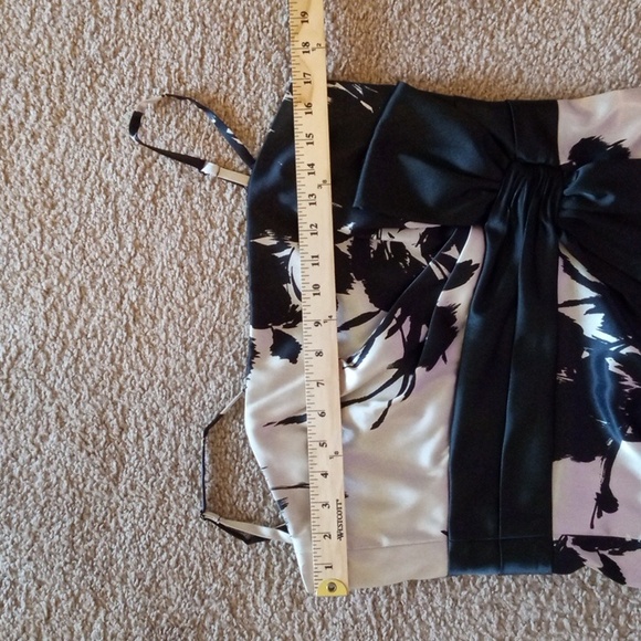 WHBM removable straps bow accent satin feel midi floral formal dress, like new - Picture 15 of 15